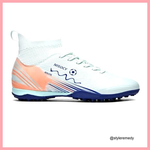 Faux Leather High-Top Soccer Cleats with Lace-Up Closure